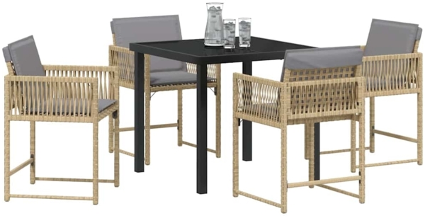 vidaXL Garten Essgruppe 5 pcs Beige Poly-Rattan 3380765 Bild 2