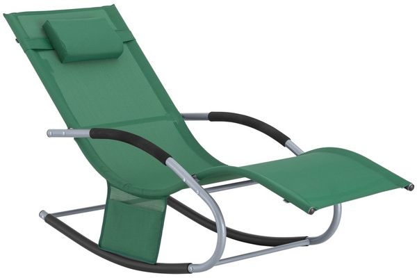 SoBuy OGS28-WD Schaukelstuhl Garten, Textilgewebe, Lackiert, Dunkelgrün, 150 x 87 x 63 cm