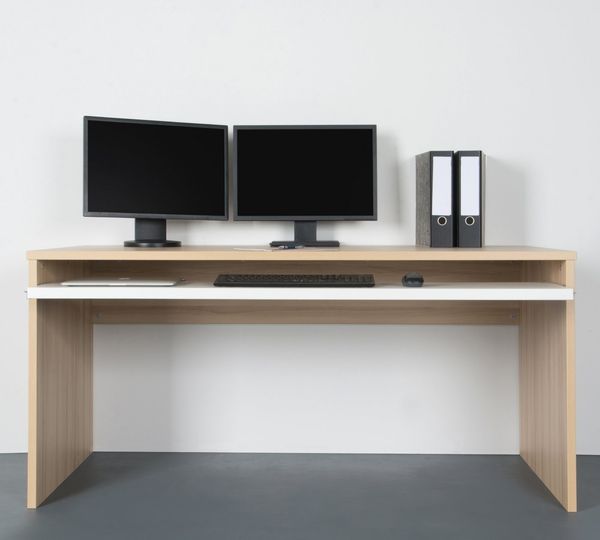 VOGL Möbelfabrik Schreibtisch Barrie mit 2-farbigem Tastaturauszug, in 2 Breiten, 2,5 cm Tischplattenstärke, Made in Germany