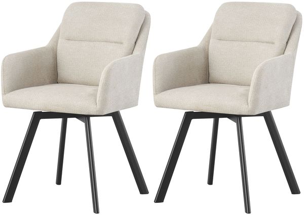 Stuhl 2er Set Amsterdam Stühle in Creme - gemütliches Design - Top Qualität B/H/T: 53x87x62 cm
