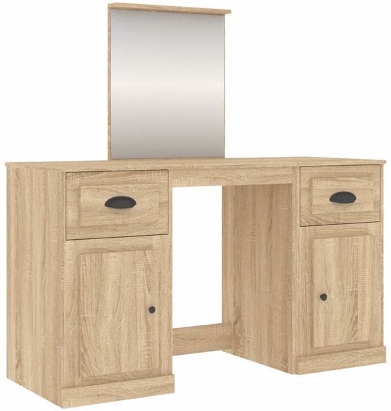 Schminktisch, Frisiertisch mit Spiegel Sonoma-Eiche 130x50x132,5 cm Bild 2