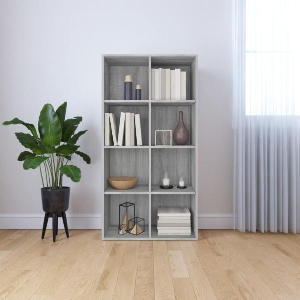 vidaXL Bücherregal/Sideboard Grau Sonoma 66×30×130 cm Holzwerkstoff 815250