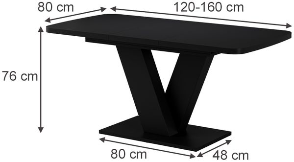 Esstisch Fenaro Schwarz 120-160 x 80 cm ausziehbar Vicco Bild 2