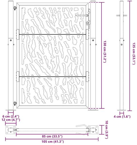 vidaXL Gartentor Schwarz 100x125 cm Stahl Trace Design 4100980 Bild 9
