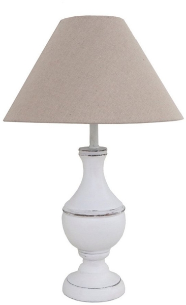 Grafelstein Tischleuchte Tischlampe MARLA weiß beige aus Holz im Landhausstil shabby chic E27