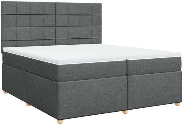 vidaXL Boxspringbett mit Matratze Dunkelgrau 200x200 cm Stoff 3291388