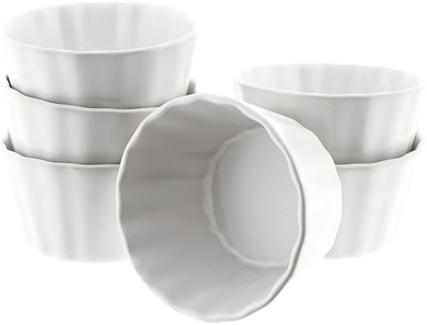Muffinform Dessertschalen 6er Set aus Porzellan - Wellen Design Weiß