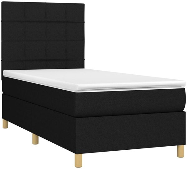 vidaXL Boxspringbett mit Matratze Schwarz 80x200 cm Stoff, Härtegrad: H2 [3142291] Bild 3