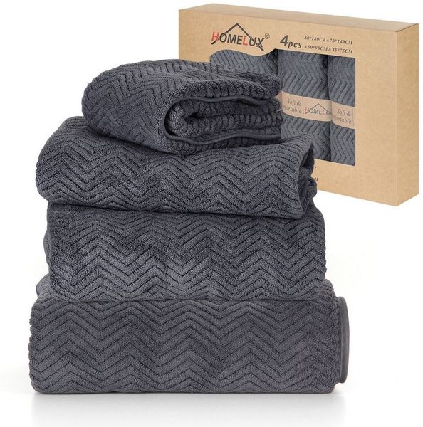 HOMELUX Handtuch Set 2 / 3 / 4 teilig Badetuch Set + Towel saugstarkes Frottiertücher Set, (Badetuch, 4-St), Saugstark mit griffiger Oberfläche