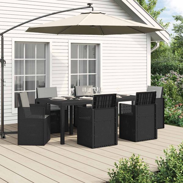 vidaXL Garten Essgruppe mit Kissen 7 pcs Anthrazit und Hellgrau PP 3430074