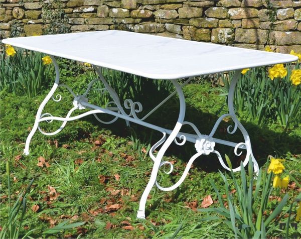 Casa Padrino Jugendstil Garten Esstisch Weiß 200 cm - Nostalgischer Gartentisch