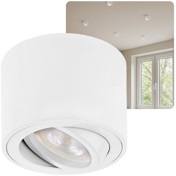 Sweet LED LED Aufbaustrahler flach 5W Aufbauspot rund weiß-matt Aluminium 230V, schwenkbar, LED wechselbar, warmweiß, LED Deckenlampe, Deckenspot, Deckenstrahler