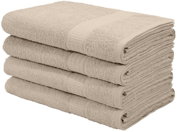 OTTO home Duschtücher Juna, als Set und Serie erhältlich, 4 Duschtücher, 70x140cm, Walkfrottee (4-St), Handtuch Set, 100% Baumwolle, mit Bordüre, Uni-Farben, weich
