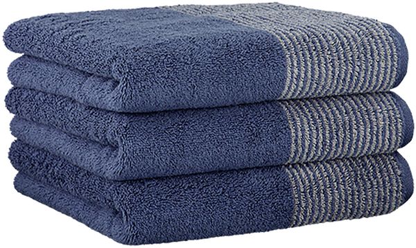 CAWÖ Gästetuch, 3er Pack - Luxury Home, C Two-Tone, Walkfrottier Blau 30x50cm