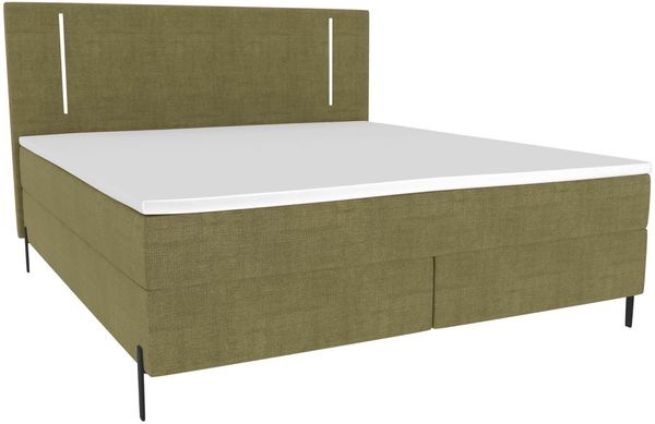 Boxspringbett Titan - Samtstoff - olive - 200x200 cm