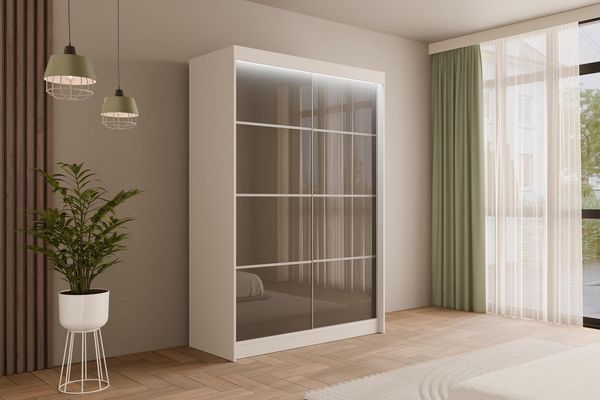 ALTDECOR Schiebetürenschrank PEKA3 Vielseitiger Schwebetürenschrank Lacobel LED Beleuchtung