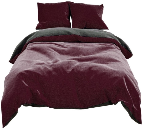 Visaggio Bettwäsche Winter Teddy Plüsch, Fleece, 4 teilig, Flauschig warmes Cashmere Touch, Einfarbig Wende