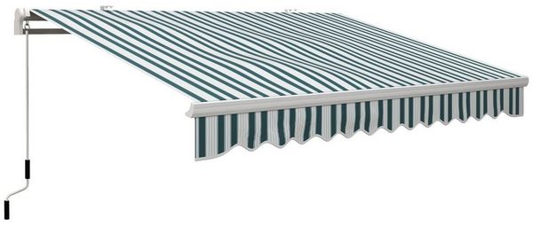 MC Star Gelenkarmmarkise Markise mit Handkurbel Balkonmarkise Sonnenschutz (Sonnenschutz Wandmontage Balkon Alu Weiß+Grün 395 x 245 cm)