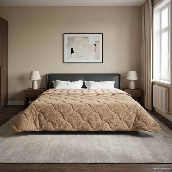 vidaXL Winterbettdecke Taupe 200x200 cm Mikrofaser und Teddy-Fleece 42026352