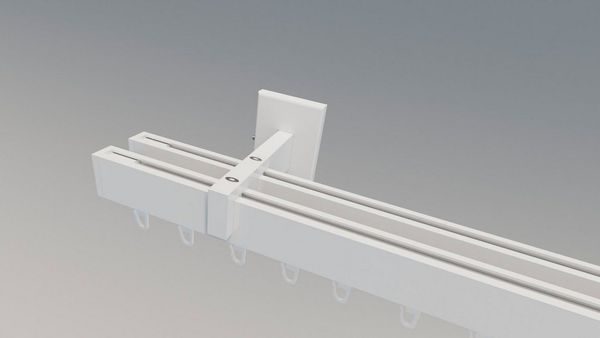 indeko Gardinenstange Bern, 2-läufig, Wunschmaßlänge, verschraubt, Aluminium, Innenlauf Komplett-Set inkl. Gleitern und Montagematerial