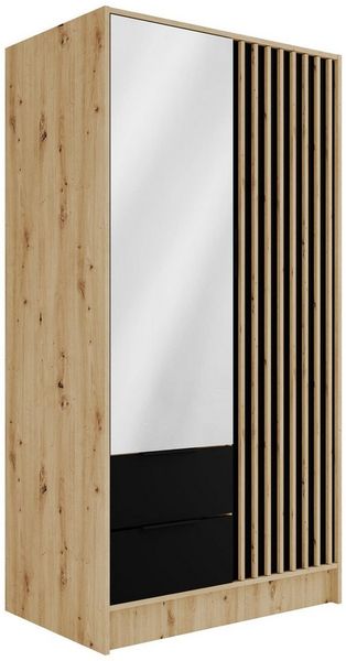 ALTDECOR Drehtürenschrank NELIA (Kleiderschrank Garderobenschrank mit viel Stauraum, Moderner Schrank) Vielseitiger Drehtürenschrank mit Spiegeltüren Spiegel Lamellen