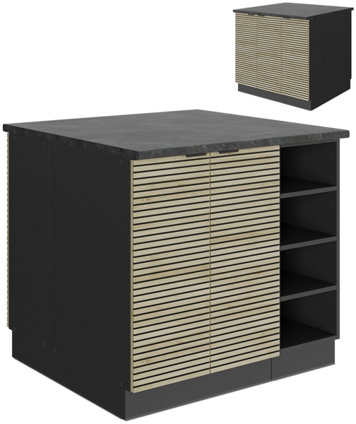 Kücheninsel Fame-Line Eiche Paneel 90 cm ohne Arbeitsplatte Vicco