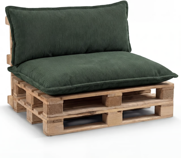 Gutekissen® Palettenkissen Glatte Kissen mit Paspel, Palettenauflagen Sitzkissen Rückenlehne Glatt PLL (Grün, Sitzkissen 120x60)