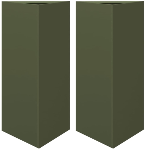 vidaXL Pflanzkübel 2 Stk. Olivgrün Dreieckig 40x34,5x70 cm Stahl 851164
