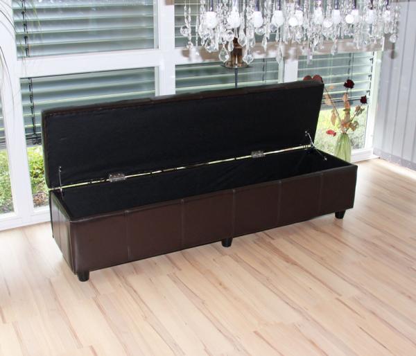 Garnitur Sitzgruppe Bank mit Aufbewahrung Kriens XXL+4 Stühle Littau, Leder ~ braun Bild 3