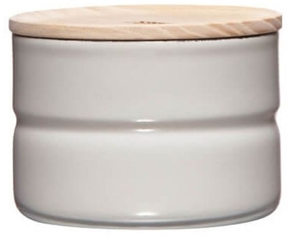 Riess Vorratsdose 230ml Emaille mit Holzdeckel light grey