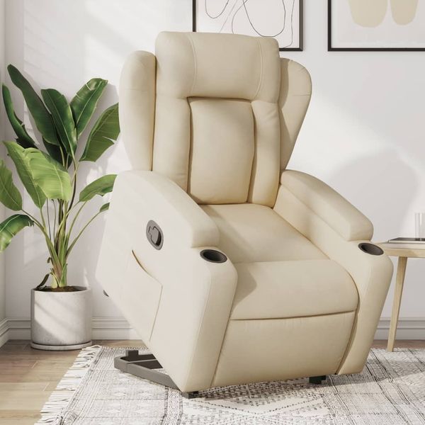 Relaxsessel, Fernsehsessel mit Aufstehhilfe Creme Stoff