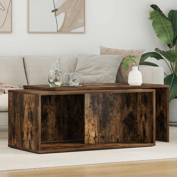 vidaXL Kaffeetisch Set 2 pcs Geräucherte Eiche Holzwerkstoff 8000264
