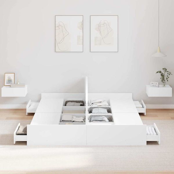 vidaXL Aufbewahrungsbettgestell Weiß 140 x 190 cm Holzwerkstoff 3335309 Bild 3