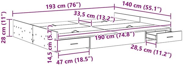 vidaXL Aufbewahrungsbettgestell Weiß 140 x 190 cm Holzwerkstoff 3335309 Bild 11