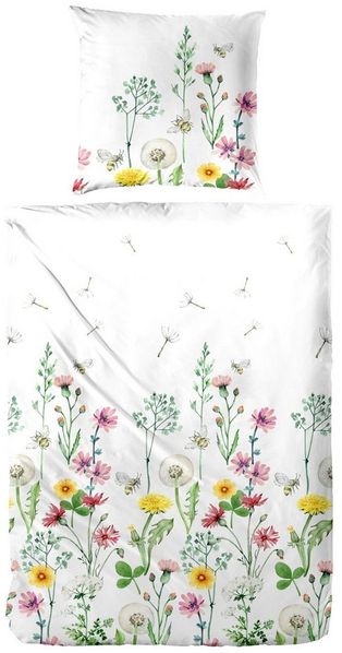 Primera Renforce Bettwäsche 135x200 Blumenwiese Klee Hummel Löwenzahn 123105-51
