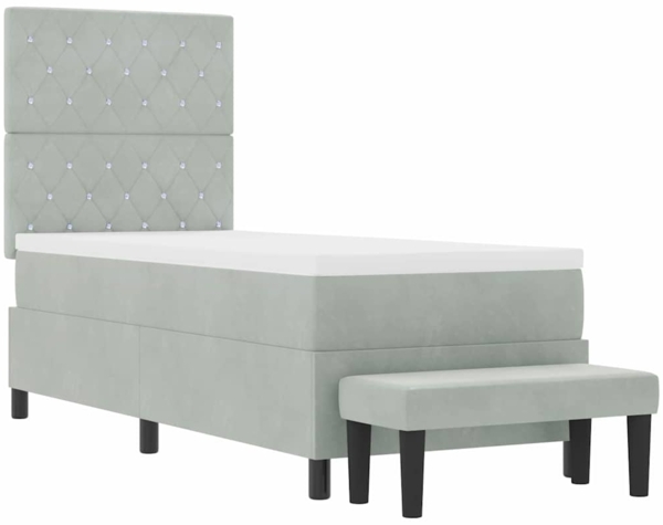 vidaXL Boxspringbett mit Matratze Hellgrau 80 x 200 cm Samt 3344408