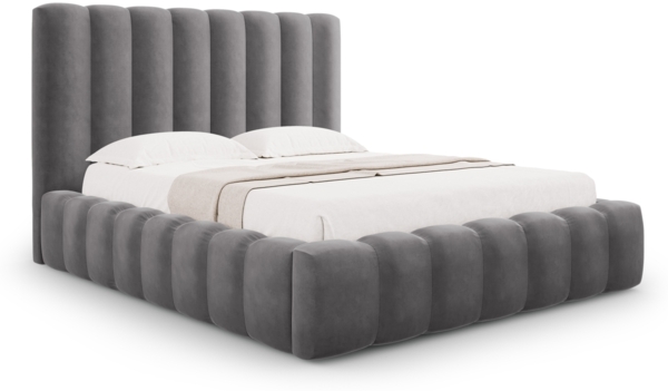 Micadoni Bett Kelp Samt Bluvel Grau 140x200