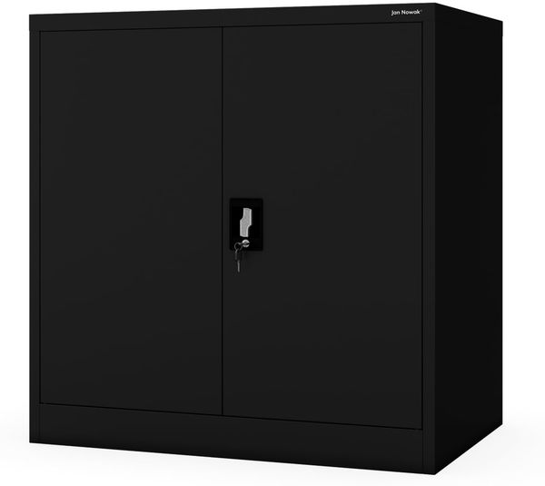 Jan Nowak Metallschrank abschließbar Büroschrank Werkstattschrank Dokumentenschrank Ordnerschrank kompakt aus Stahl 93 x 90 x 60 cm mit verstellbaren Regalböden, Aktenschrank