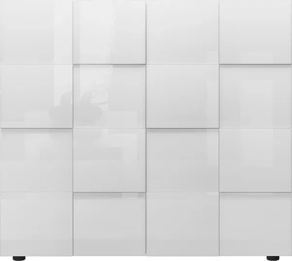 Highboard 'DAMA', weiß Hochglanz lackiert, 3D-Look