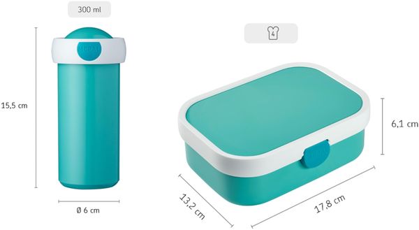 Mepal - Lunch-Set Campus - Lunch-Set für Kinder mit Verschlussbecher & Lunch Box - Lunch-Set für die Schule oder Unterwegs - Spülmaschinenfest & BPA-frei - 300 ml + 750 ml - Dino Bild 3