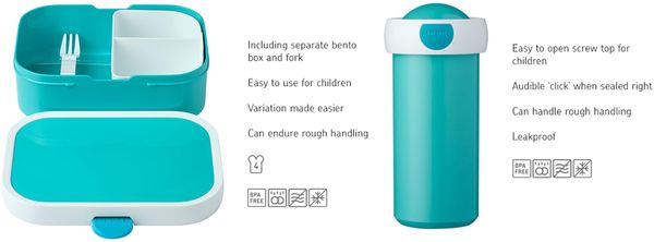 Mepal - Lunch-Set Campus - Lunch-Set für Kinder mit Verschlussbecher & Lunch Box - Lunch-Set für die Schule oder Unterwegs - Spülmaschinenfest & BPA-frei - 300 ml + 750 ml - Dino Bild 2