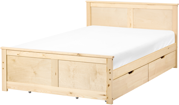 Bett mit 4 Schubladen DAUPHIN Kiefernholz Hellbraun 120 x 200 cm