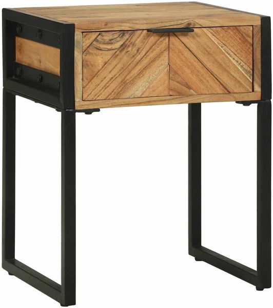 vidaXL Nachttisch Braun 40 x 35 x 50 cm Massivholz Akazie und Metall 374105