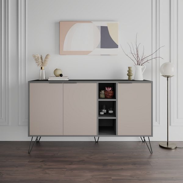 Konsole, 'Clara', 83 x 35,6 x 142, Anthrazit, Hellbraun