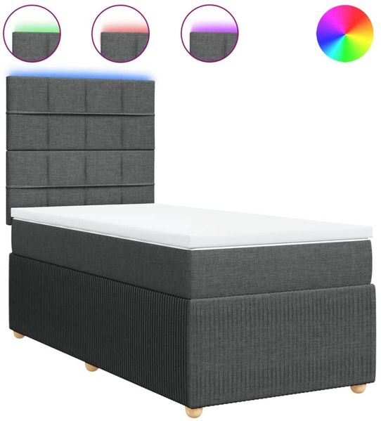 vidaXL Boxspringbett mit Matratze Dunkelgrau 80x200 cm Stoff 3294184 Bild 2