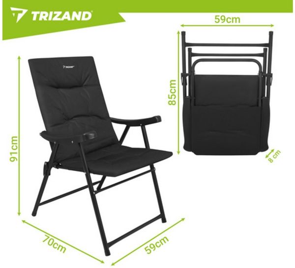 Trizand Campingstuhl Klapp-Angelstuhl Strandstuhl (Spar-Set, 1 St), Verstärkungsstreifen am Sitz sorgt für maximale Stabilität Bild 2