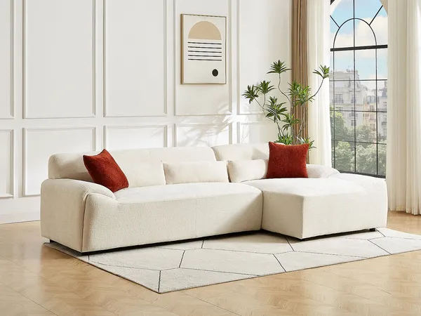 Vente-unique - OVILIO Sofa Stoff Beige - B 151 cm x H 80 cm x L 293 cm