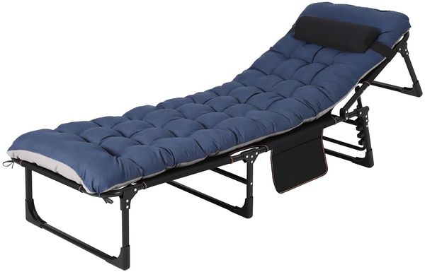 GarveeLife Klappbar Sonnenliege Gartenliege Klappbett, Liegestuhl Gästebett Mit Matratze, Tragbare Relaxliege Für Balkon, Garten, Kann Als Campingbett, Bis 400LB Belastbar