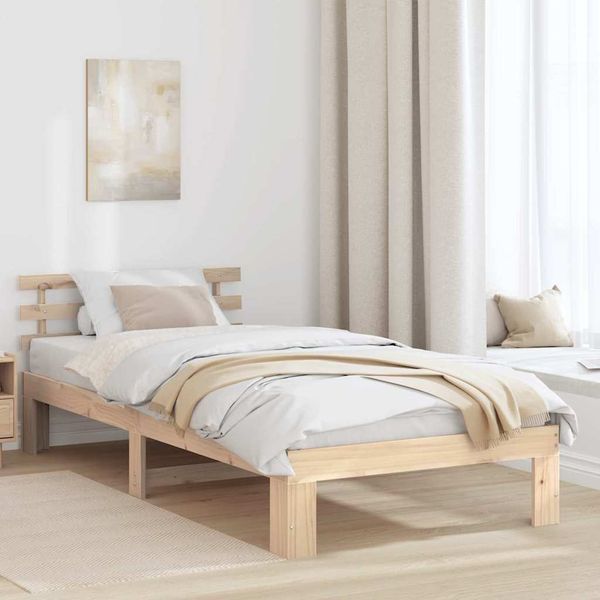 vidaXL Bettrahmen mit Kopfteil Natur 80 x 200 cm Massives Kiefernholz 872629