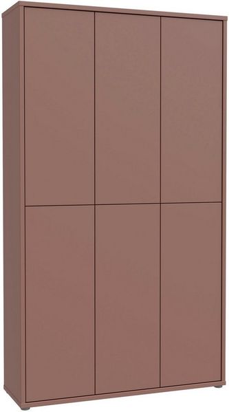 Forte ALICE SPRINGS Schuhschrank 100 110, moderner Schrank mit 6 Türen, 15 Einlegeböden, Holzwerkstoff, Terrakotta, 109,2 cm breit x 191,9 cm hoch x 34,9 cm tief